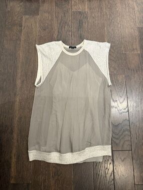 Alexander Wang Sheer Panel Sleeveless Dress in Light Grey